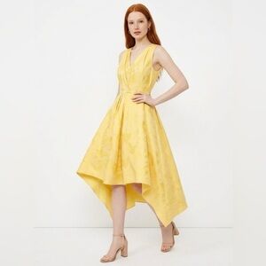 KAY UNGER YELLOW ASYMMETRICAL DRESS,  SIZE 10